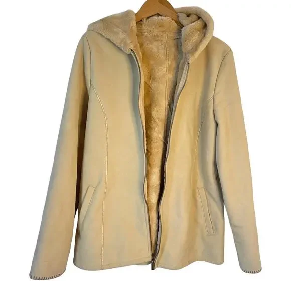 Vintage Tan Faux Fur Lined Jacket Marvin Richards M